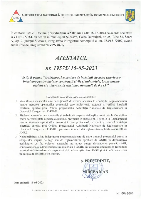 Document: Autorizare ANRE